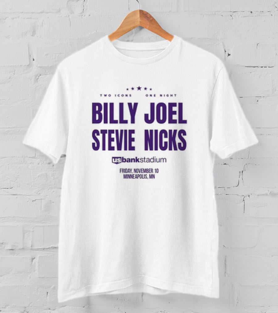 Billy Joel Stevie Nicks Two Icons One Night Us Bank Stadium Friday November 10 Minneapolis MN T-Shirt