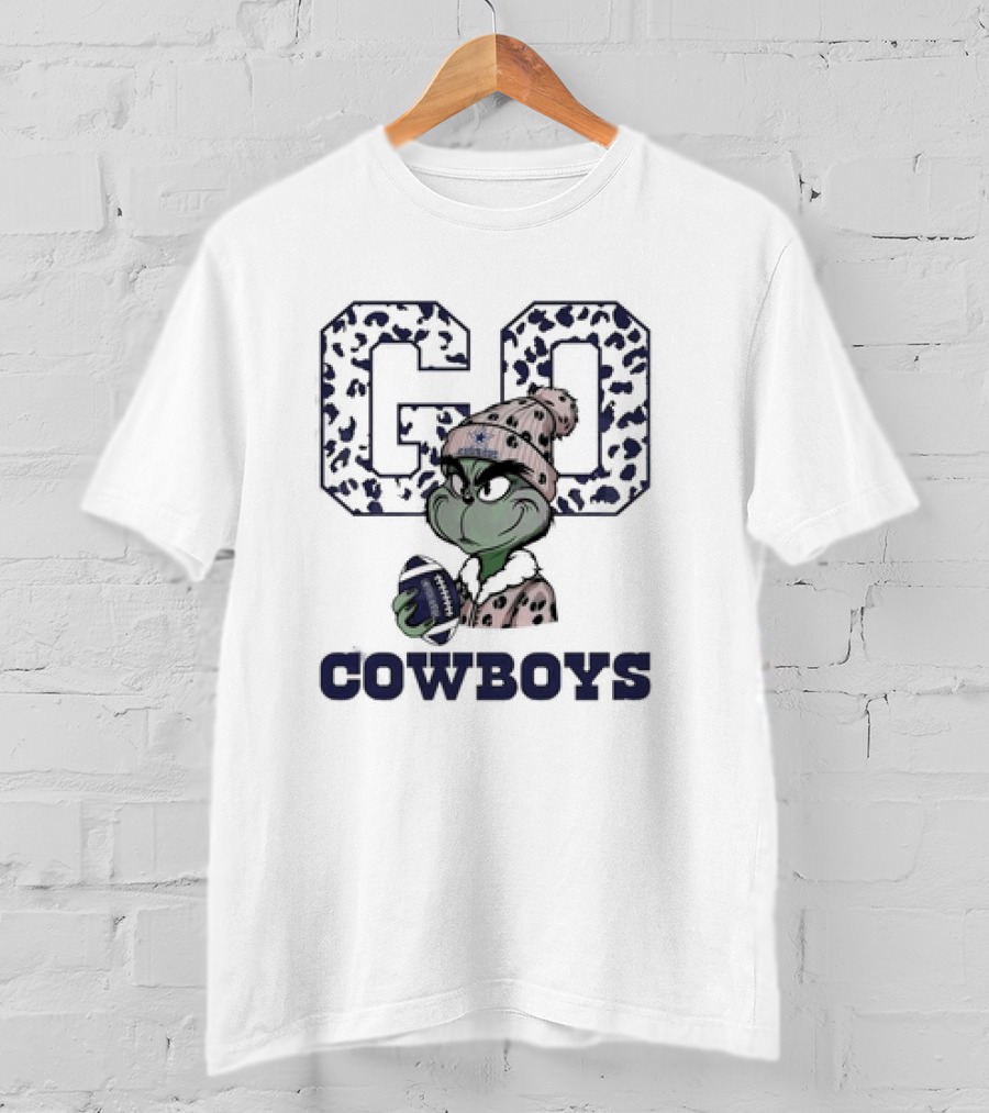 Grinch Leopard Go Cowboys Football Christmas Dallas Cowboys T-Shirt