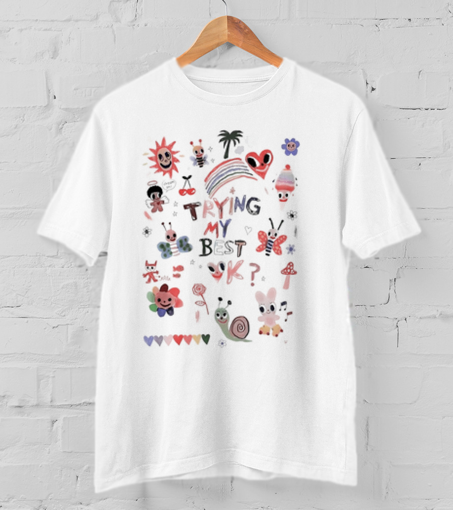 Trying My Best Ok Whimsical Icons And Rainbow T-Shirt