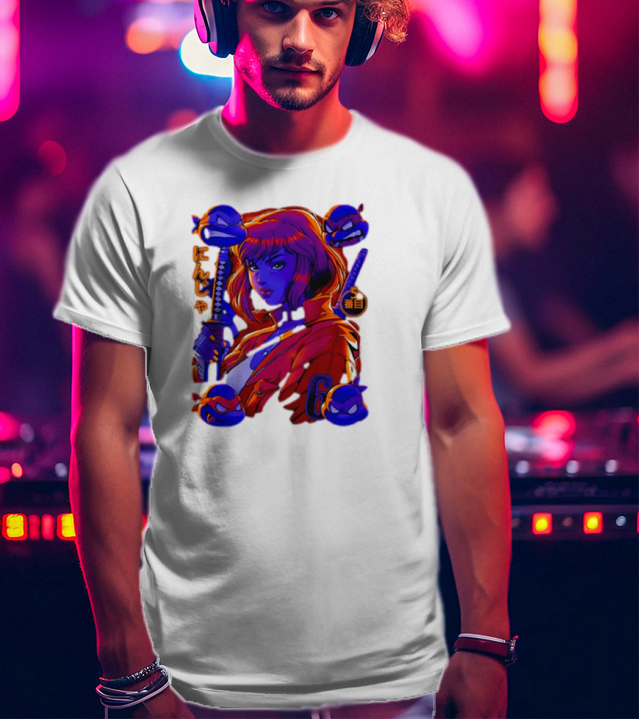 Ninja April O’Neil With Leonardo Raphael Donatello Michelangelo T-Shirt
