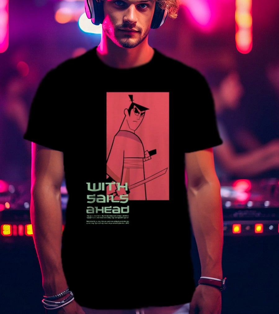 Samurai Jack With Sails Ahead Retro Style Fan T-Shirt