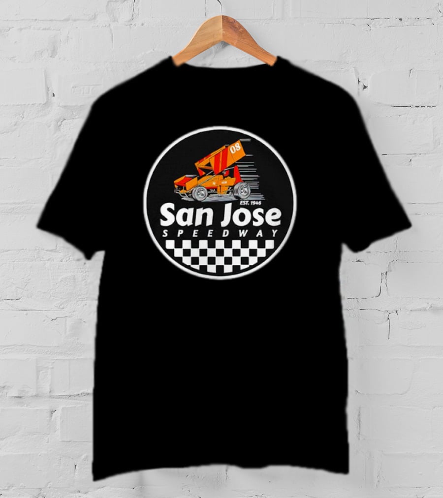 San Jose Speedway Est. 1946 Checkered Orange Racing Car 08 T-Shirt