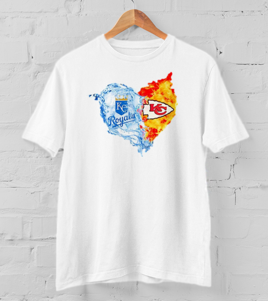 Kansas City Royals KC Chiefs Heart Water Fire T-Shirt