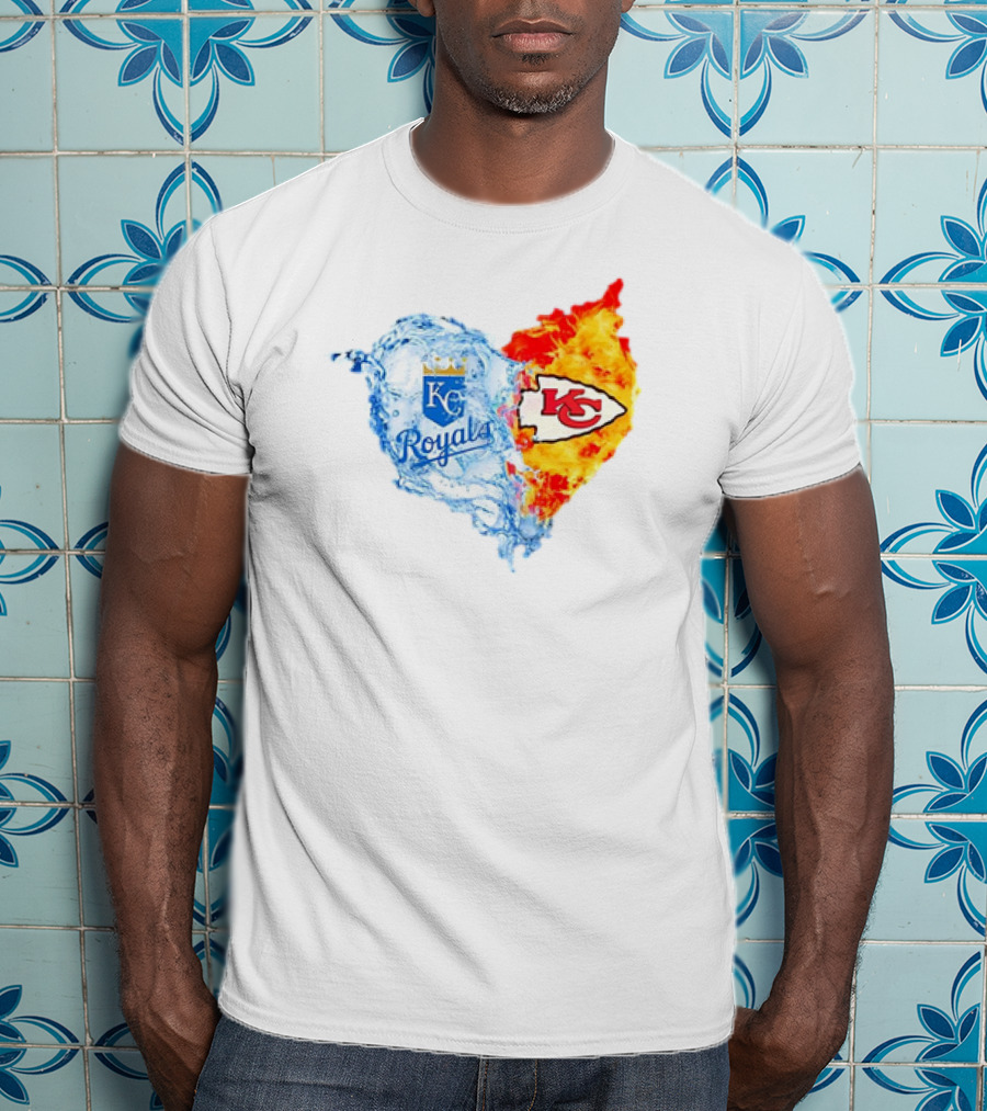 Kansas City Royals KC Chiefs Heart Water Fire T-Shirt