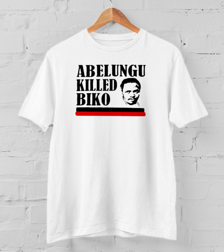 Abelungu Killed Biko Activist Portrait With Black And Red Lines T-Shirt