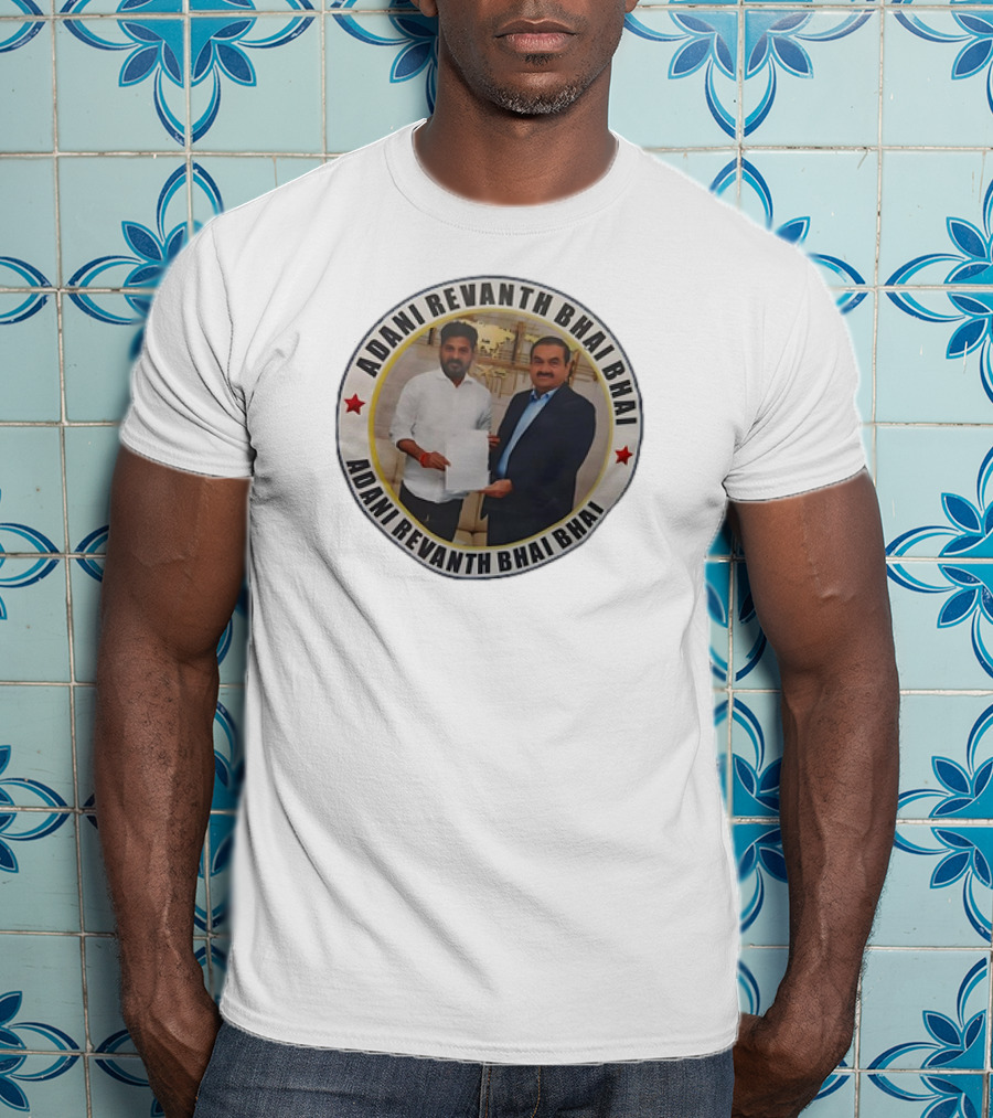 Adani Revanth Bhai Bhai Collaborative Meeting Circle Image T-Shirt
