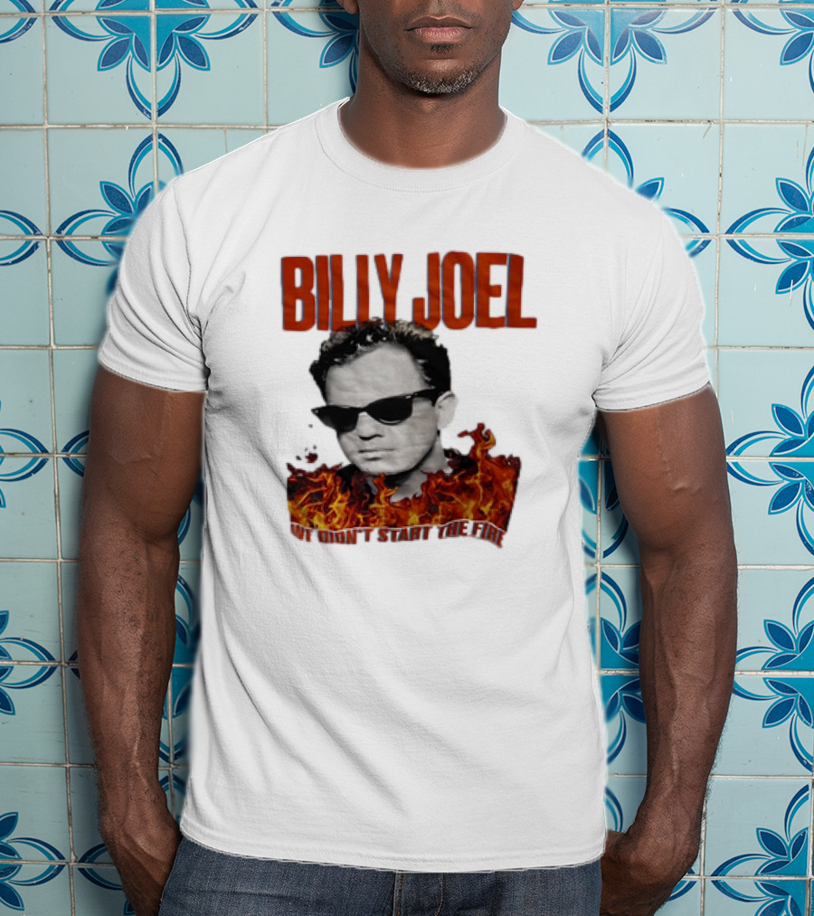 Billy Joel We Didn't Start The Fire Flames And Sunglasses T-Shirt