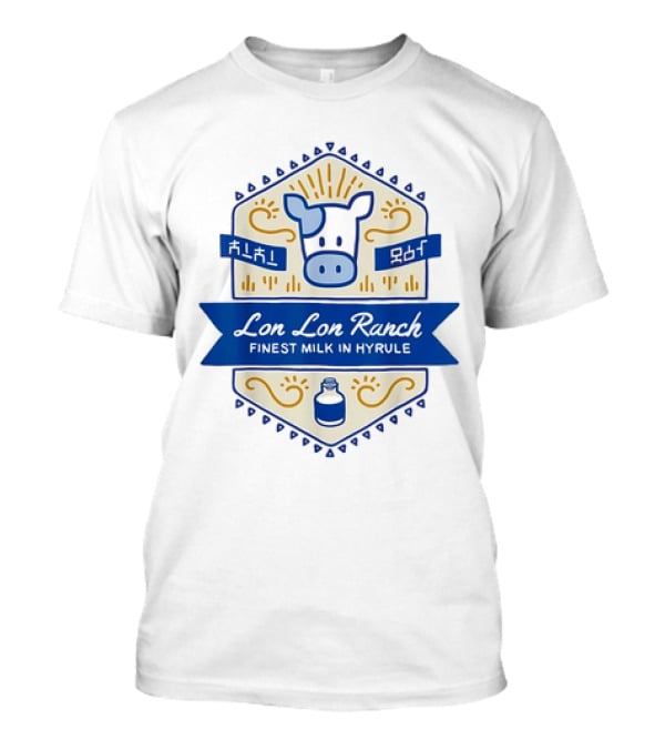 Lon Lon Ranch Cow Emblem Finest Milk In Hyrule Badge Hylian Text T-Shirt