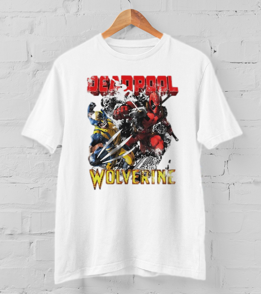 Deadpool Wolverine Cartoon Battle Clash T-Shirt