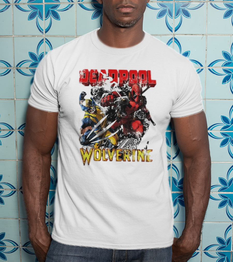 Deadpool Wolverine Cartoon Battle Clash T-Shirt