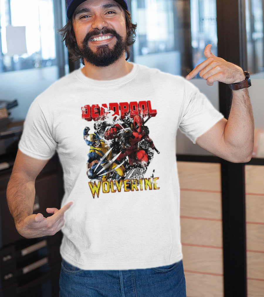 Deadpool Wolverine Cartoon Battle Clash T-Shirt