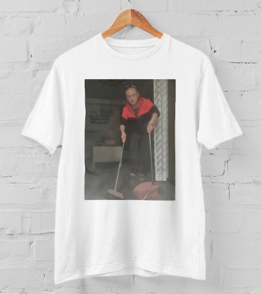 Hygiene Guy Cleaning With Broom And Dustpan Indoors T-Shirt