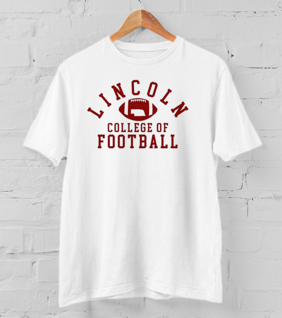 Lincoln College Of Football Emblem With Football T-Shirt