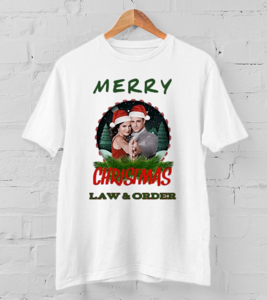 Merry Christmas Law And Order Santa Hats Holiday T-Shirt