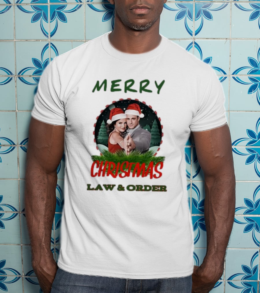 Merry Christmas Law And Order Santa Hats Holiday T-Shirt