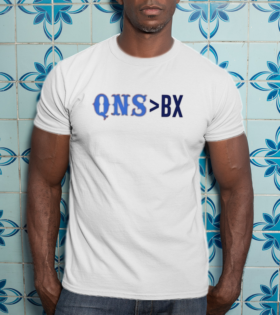 QNS BX Queens Greater Than Bronx Typography T-Shirt
