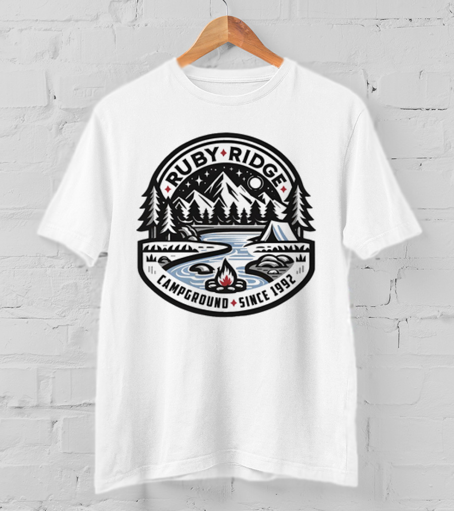 Ruby Ridge Campground Scenic Mountains And Campfire Since 1992 T-Shirt