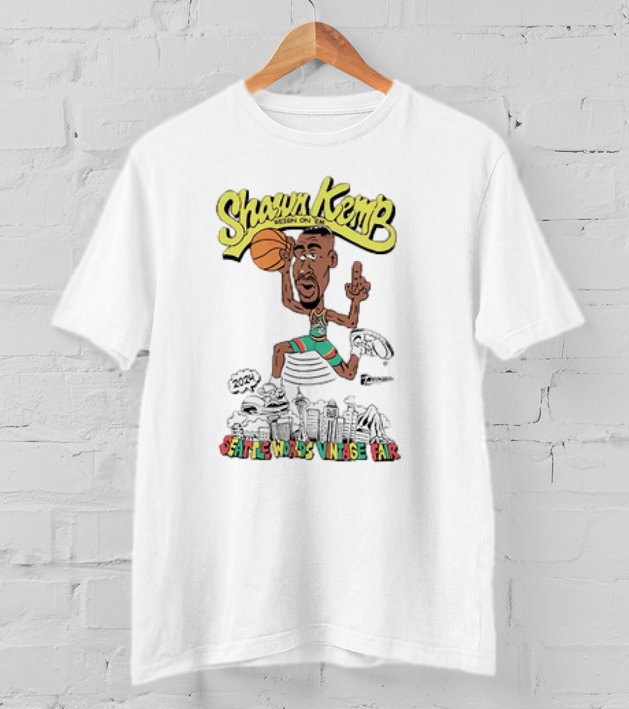 Shawn Kemp Seattle World's Vintage Fair Iconic Basketball T-Shirt