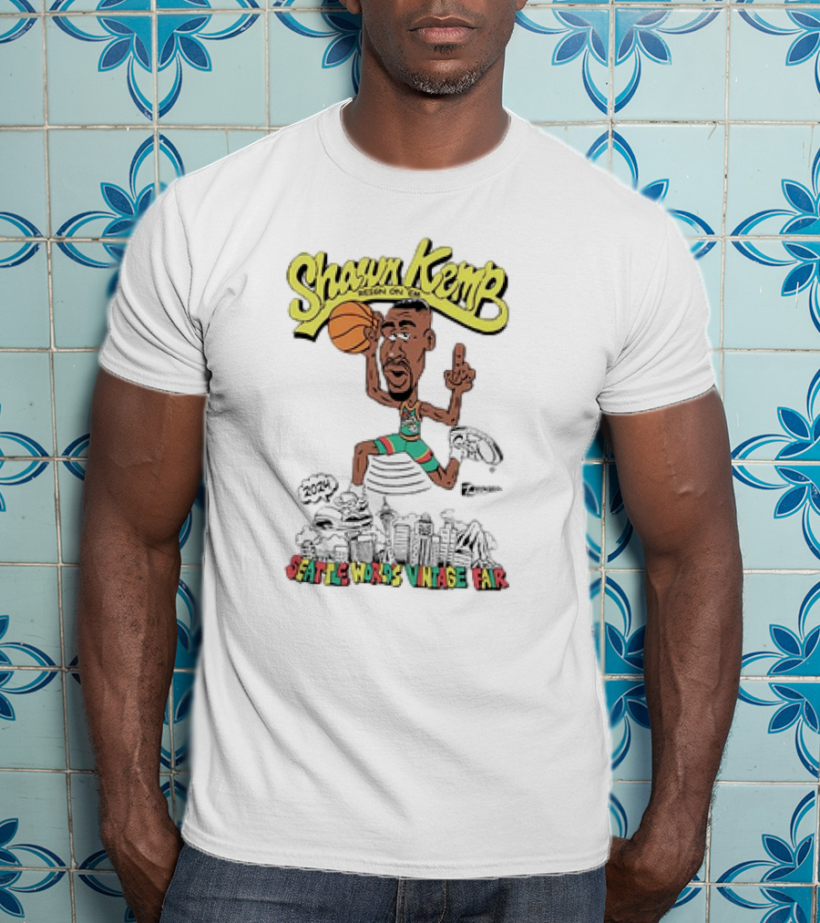 Shawn Kemp Seattle World's Vintage Fair Iconic Basketball T-Shirt