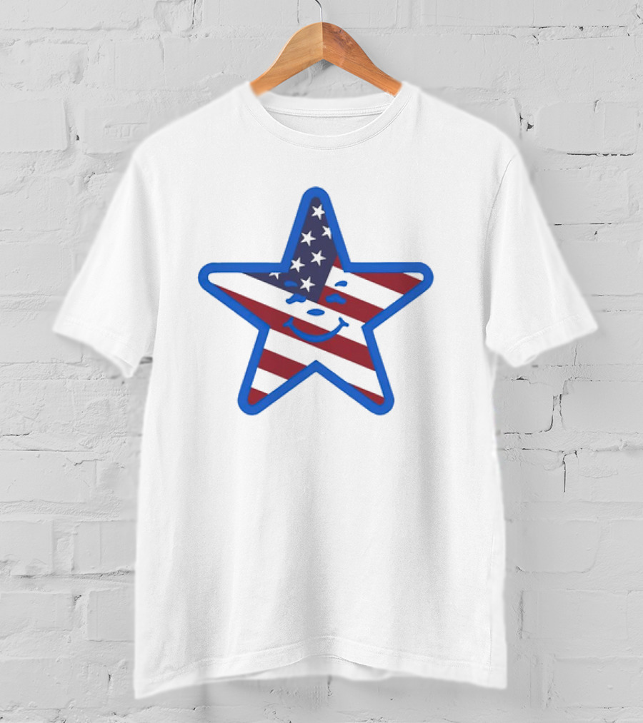 Usa Star Babbitt Revived Patriotic Smiling Star With American Flag T-Shirt