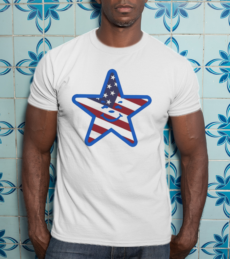 Usa Star Babbitt Revived Patriotic Smiling Star With American Flag T-Shirt