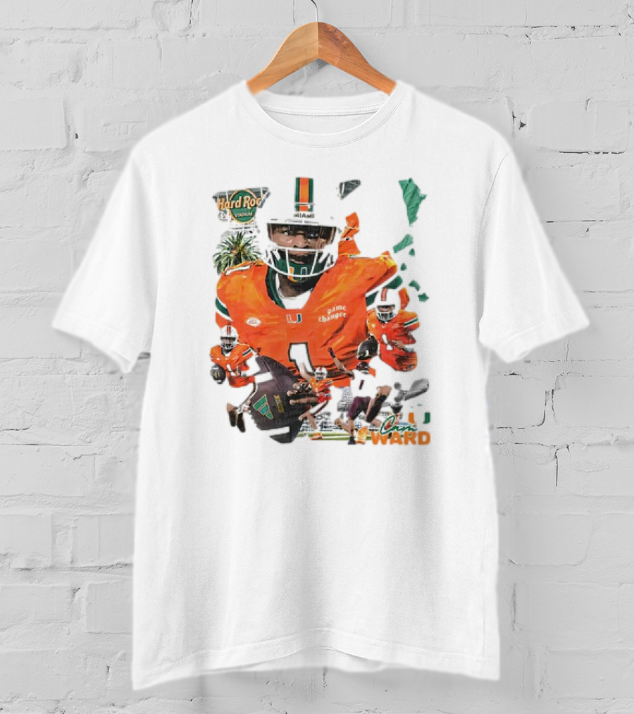 Cam Ward Miami Hurricanes Hard Rock Stadium Football T-Shirt