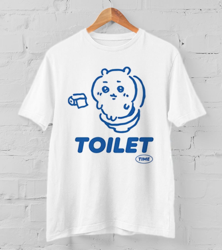 Chiikawa Toilet Time Cute Character With Toilet Paper T-Shirt