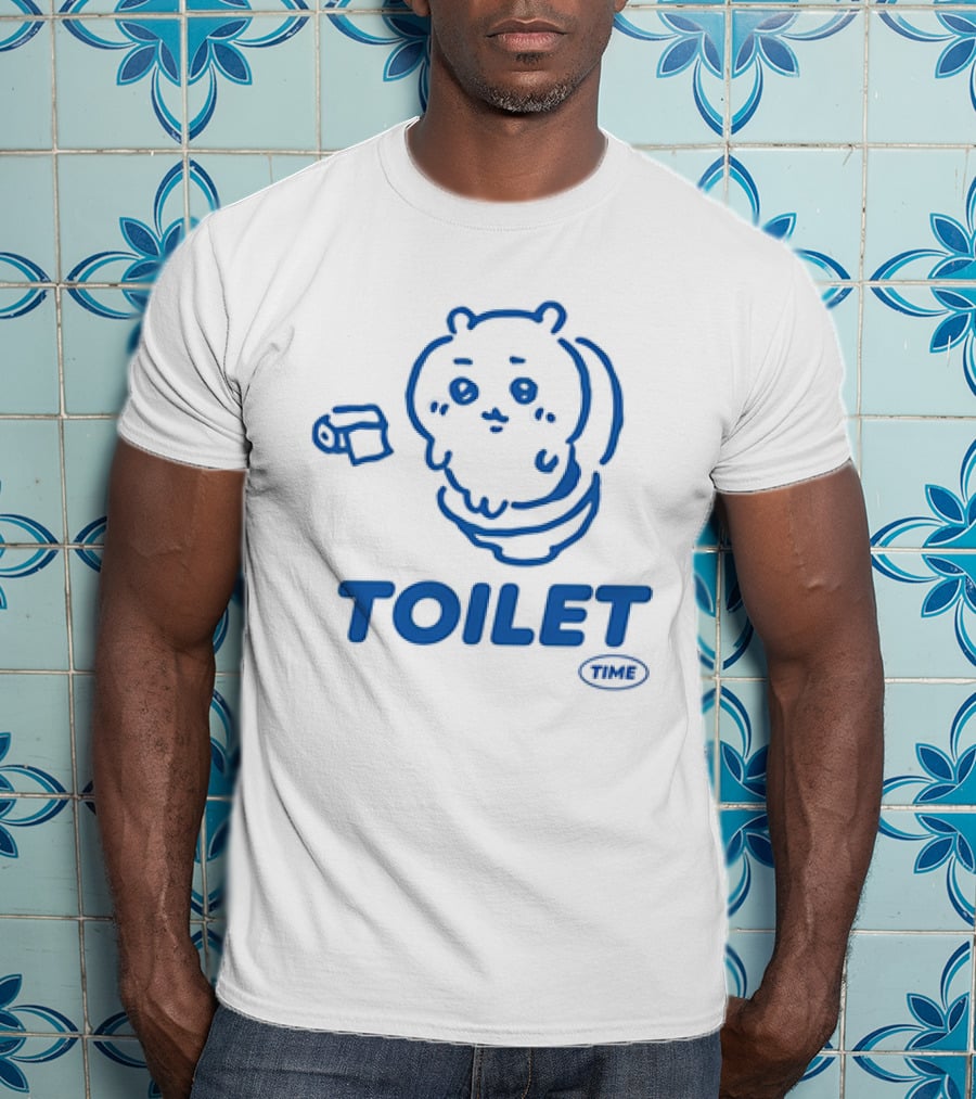 Chiikawa Toilet Time Cute Character With Toilet Paper T-Shirt