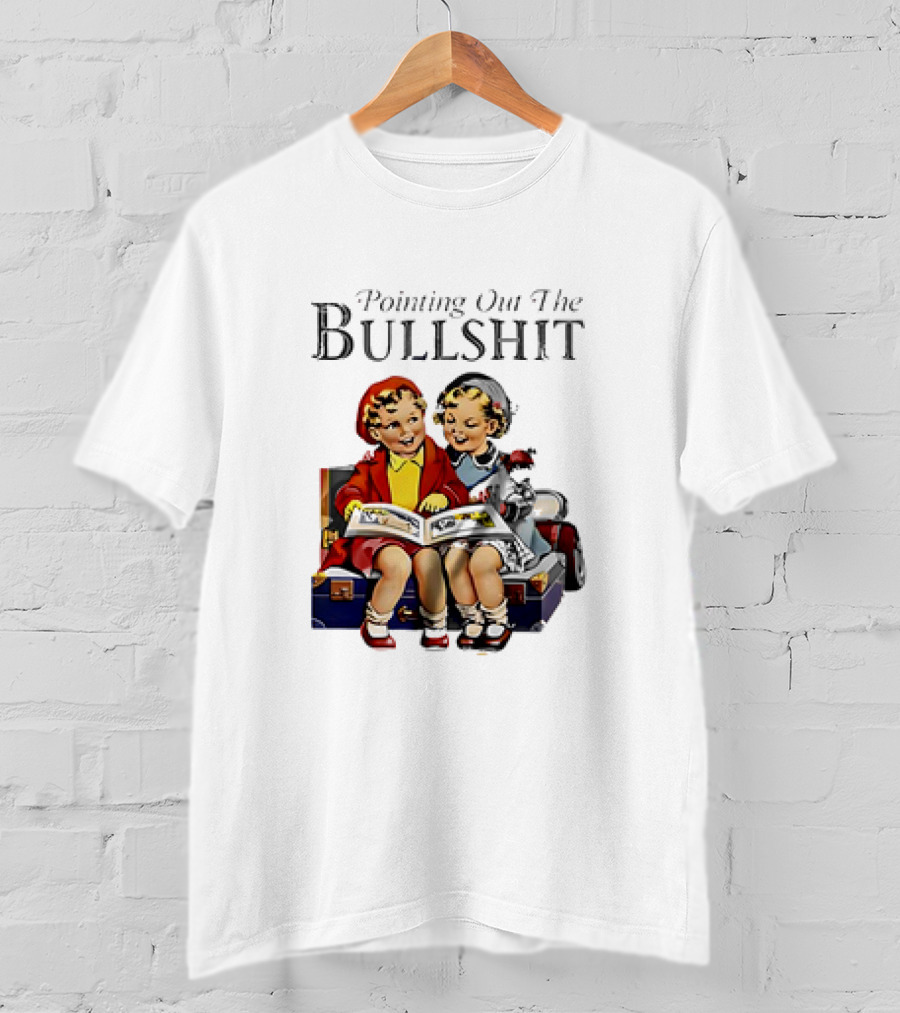 Pointing Out The Bullshit Vintage Comic Style Kids Reading Book T-Shirt