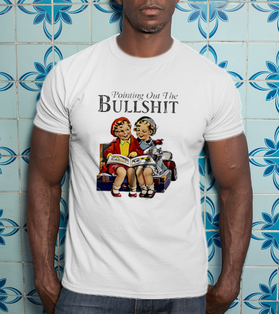 Pointing Out The Bullshit Vintage Comic Style Kids Reading Book T-Shirt