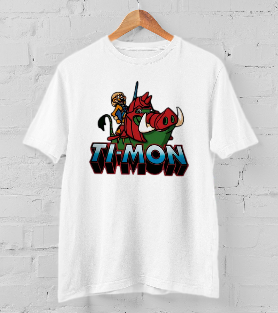 Ti-Mon Timon Riding He-Man Battle Cat Style Pumbaa T-Shirt