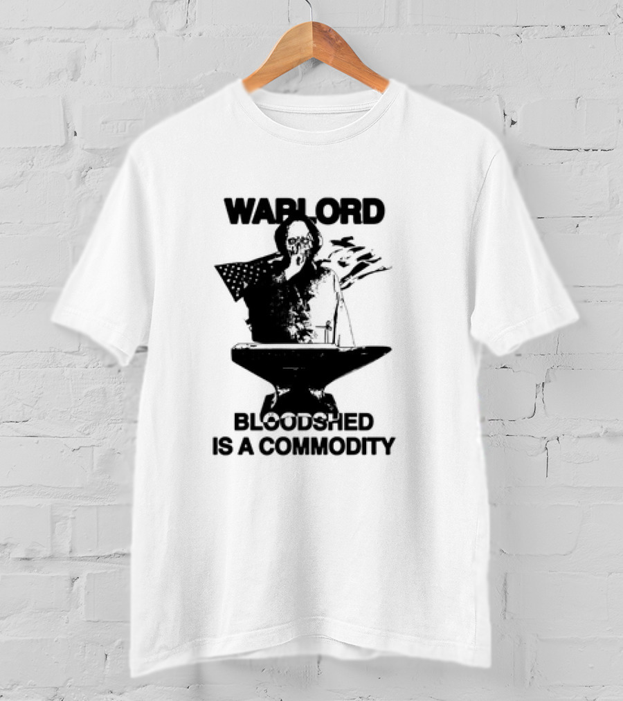 Warlord Bloodshed Is A Commodity Grim Reaper Anvil American Flag T-Shirt