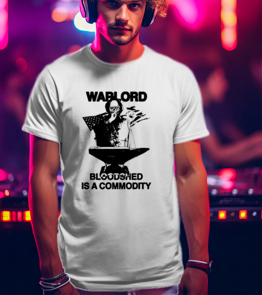 Warlord Bloodshed Is A Commodity Grim Reaper Anvil American Flag T-Shirt