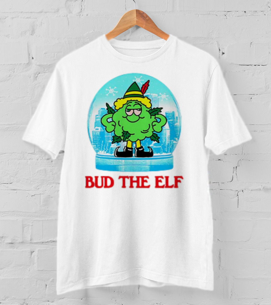 Bud The Elf Christmas Snow Globe Scene T-Shirt