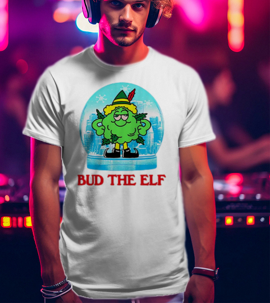 Bud The Elf Christmas Snow Globe Scene T-Shirt