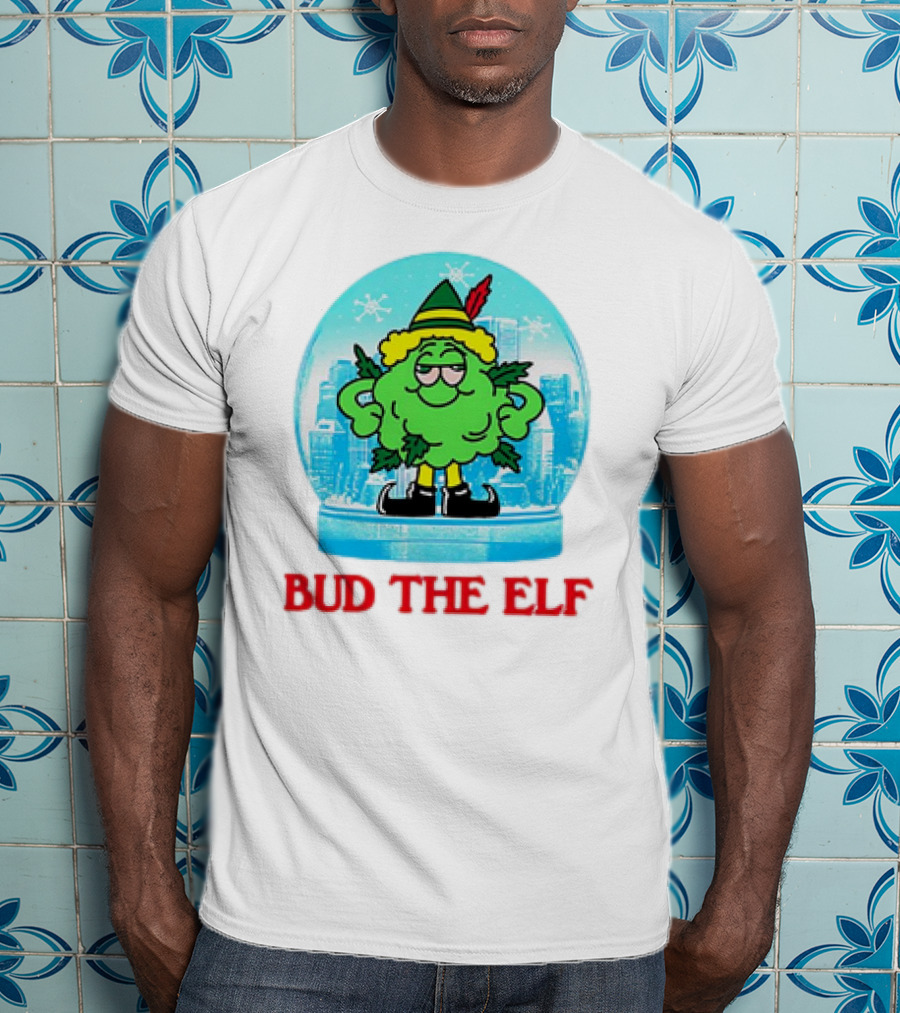 Bud The Elf Christmas Snow Globe Scene T-Shirt