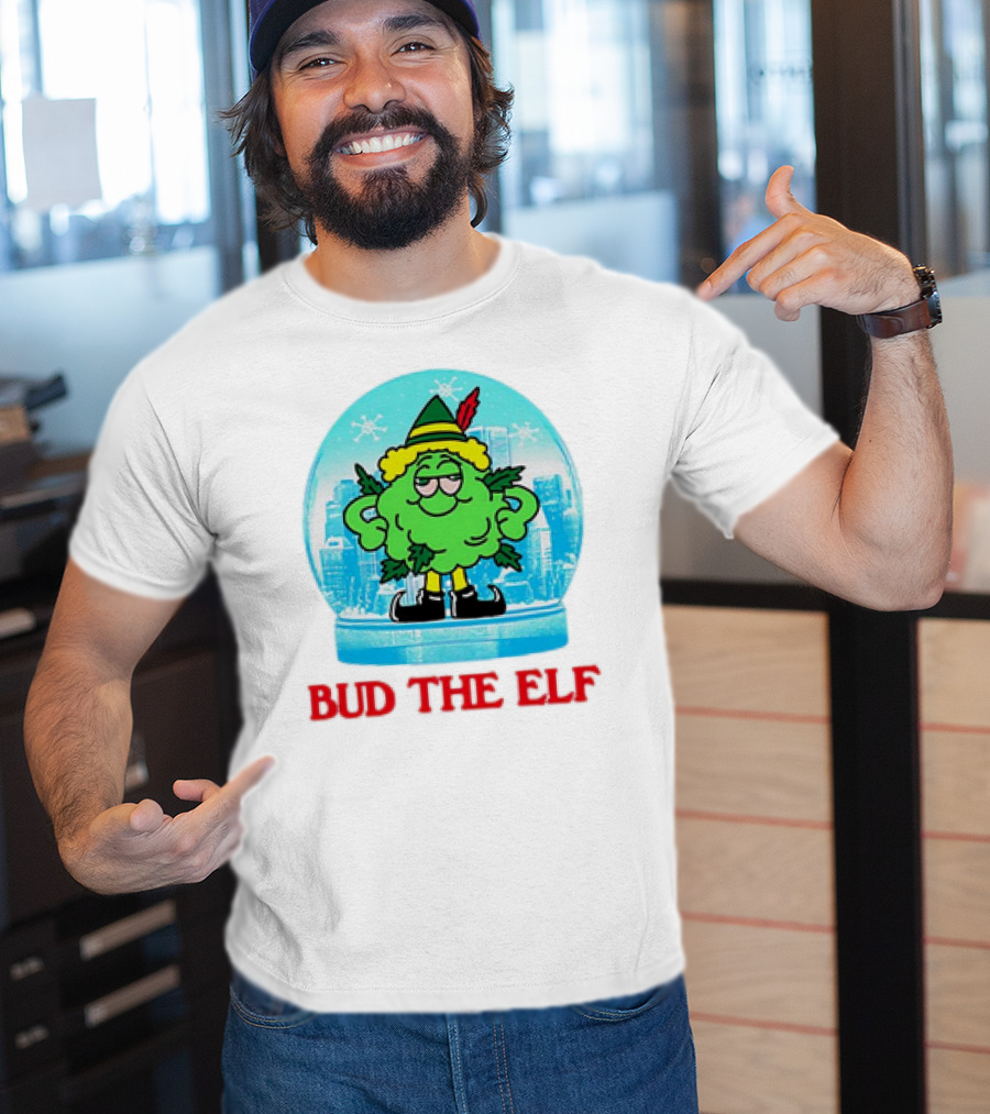 Bud The Elf Christmas Snow Globe Scene T-Shirt