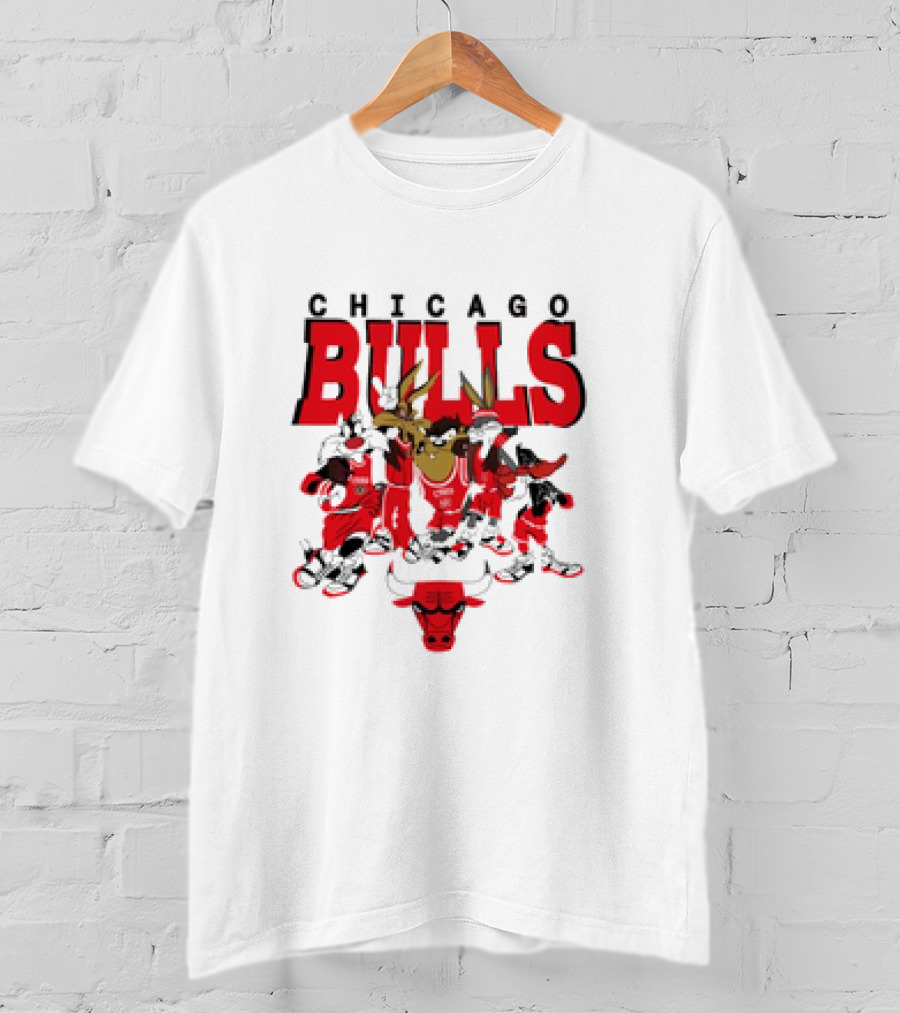Chicago Bulls Looney Tunes NBA Basketball Cartoon Characters T-Shirt