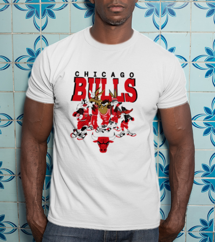 Chicago Bulls Looney Tunes NBA Basketball Cartoon Characters T-Shirt