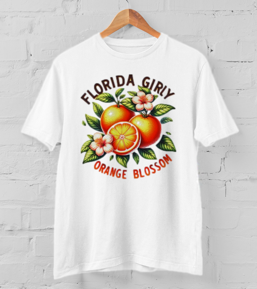 Florida Girly Orange Blossom Vintage Citrus Floral Retro T-Shirt