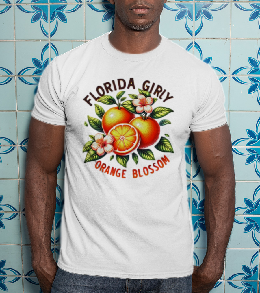 Florida Girly Orange Blossom Vintage Citrus Floral Retro T-Shirt