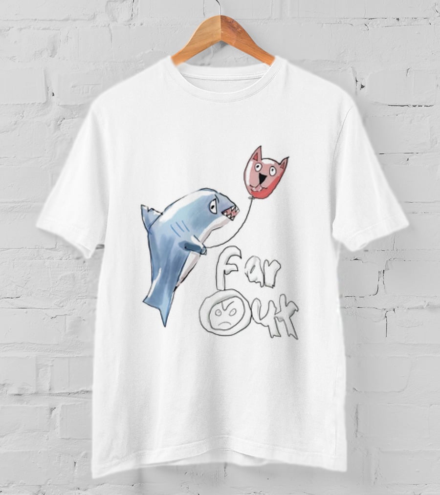 Shark With Cat Balloon Far Out T-Shirt