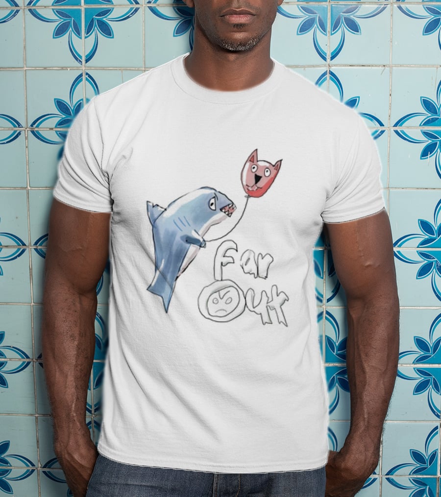 Shark With Cat Balloon Far Out T-Shirt