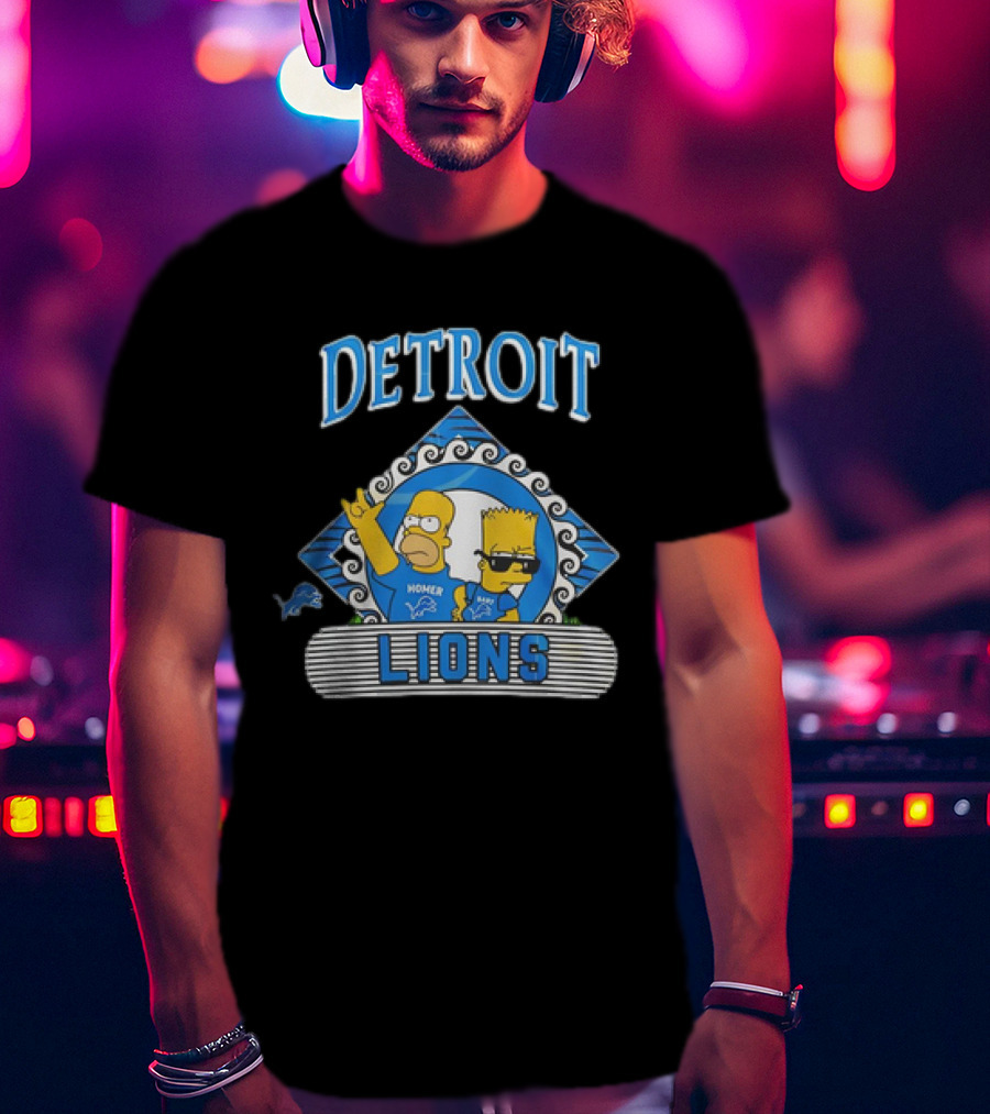 Homer Simpson Bart Simpson Detroit Lions NFL Funday Football T-Shirt