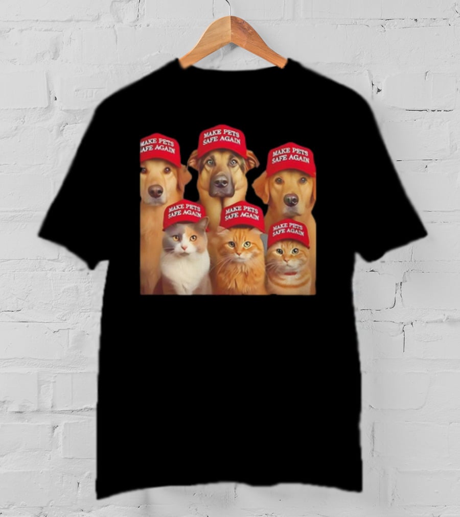 Make Pets Safe Again Red Hat Dogs And Cats T-Shirt