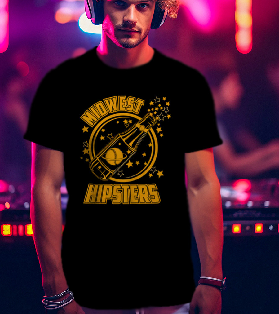 Midwest Hipsters Bottle With Stars And Rings T-Shirt