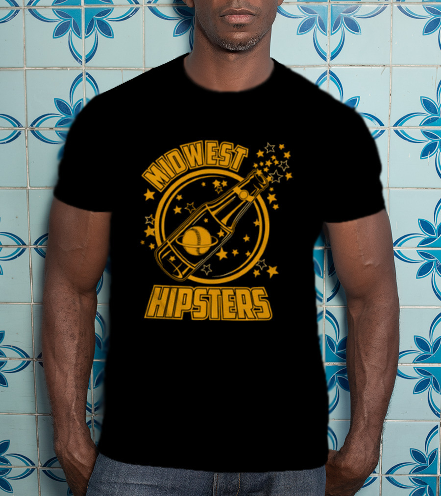 Midwest Hipsters Bottle With Stars And Rings T-Shirt