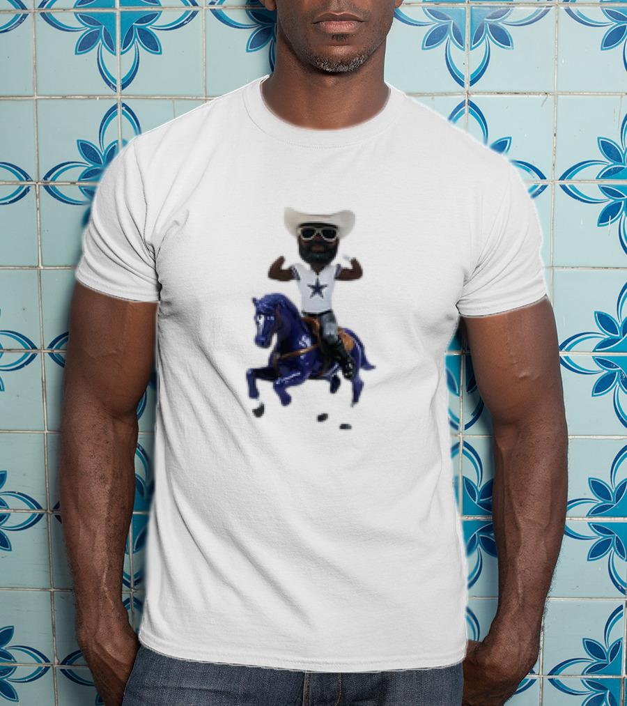 Dallas Cowboys Bobblehead With Cowboy Hat Riding Horse T-Shirt