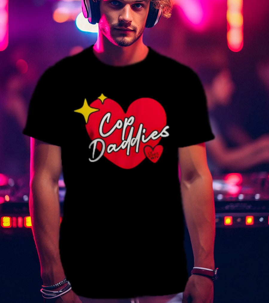 Cop Daddies Heart I Love Cops Girl Stars T-Shirt