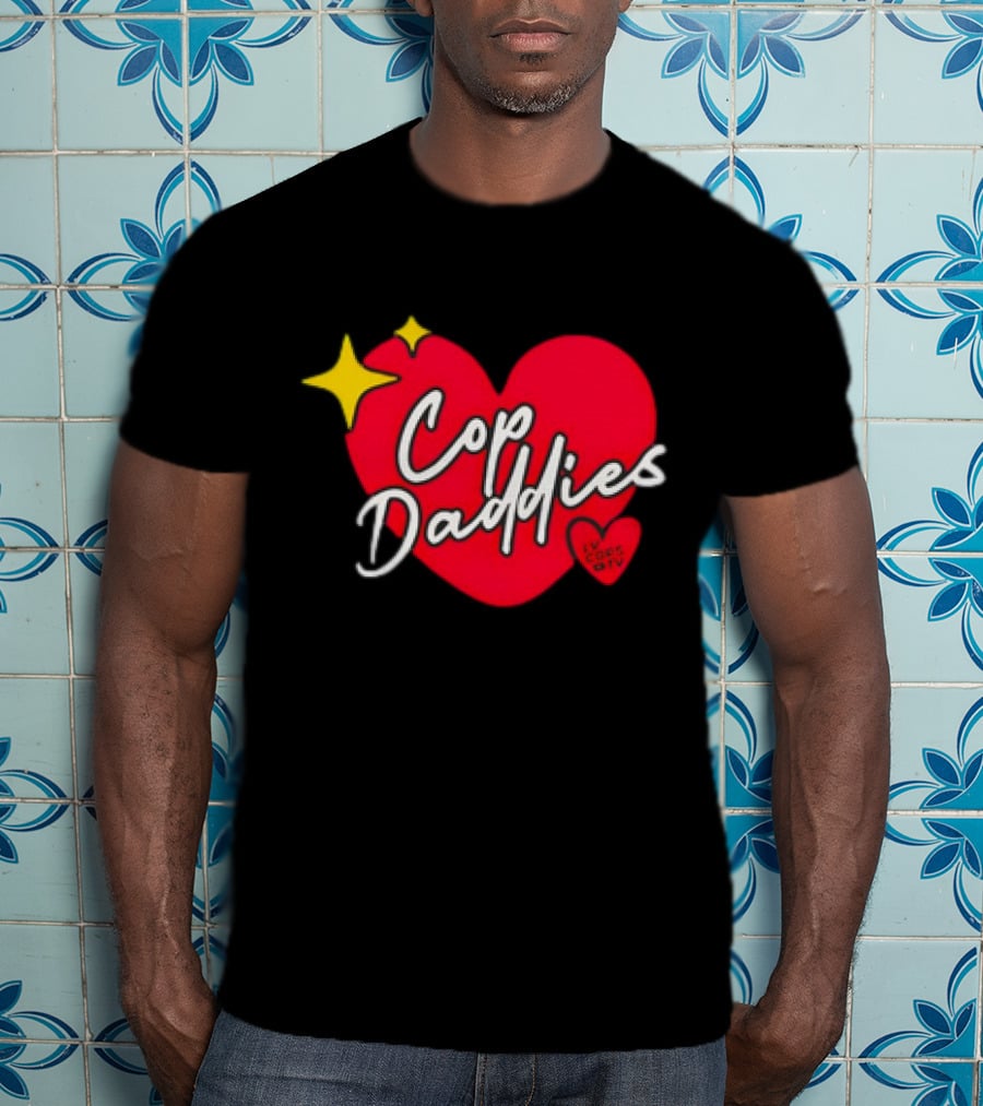 Cop Daddies Heart I Love Cops Girl Stars T-Shirt